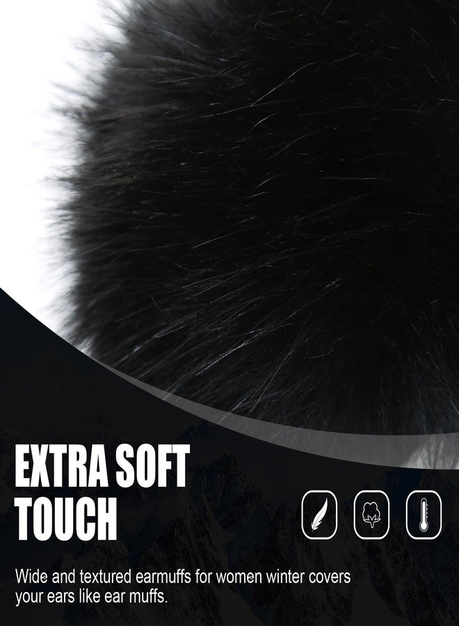 RANOME Faux Fur Headband for Women Elastic Fuzzy Thick Earmuffs Winter Headwrap Ear Muffs Furry Ear Warmers Cold Weather (Black) - Image 2